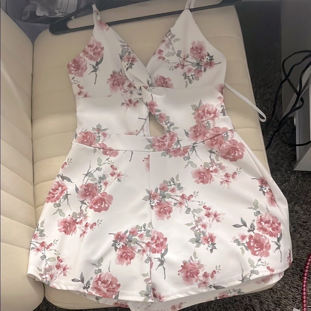 Windsor Floral White and Pink Romper